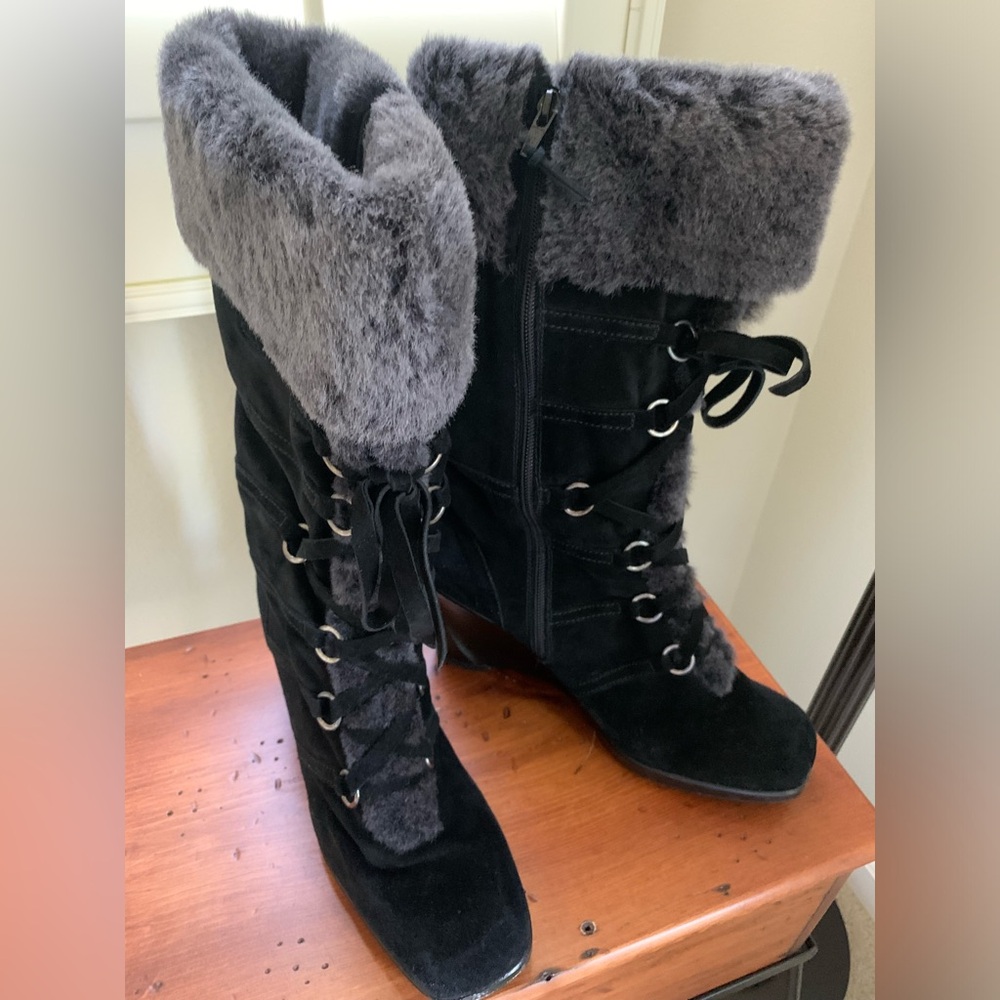 Stuart Weitzman Black Suede Mid-Calf Boot, Size 10, NIB